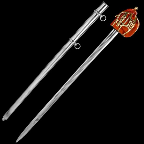 Steel sword with brass basket hilt