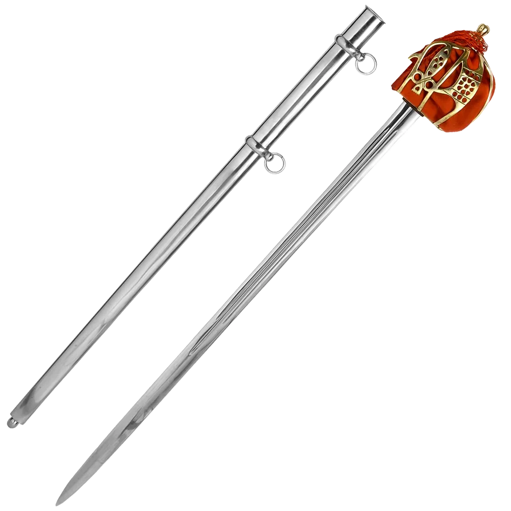 Steel sword with brass basket hilt